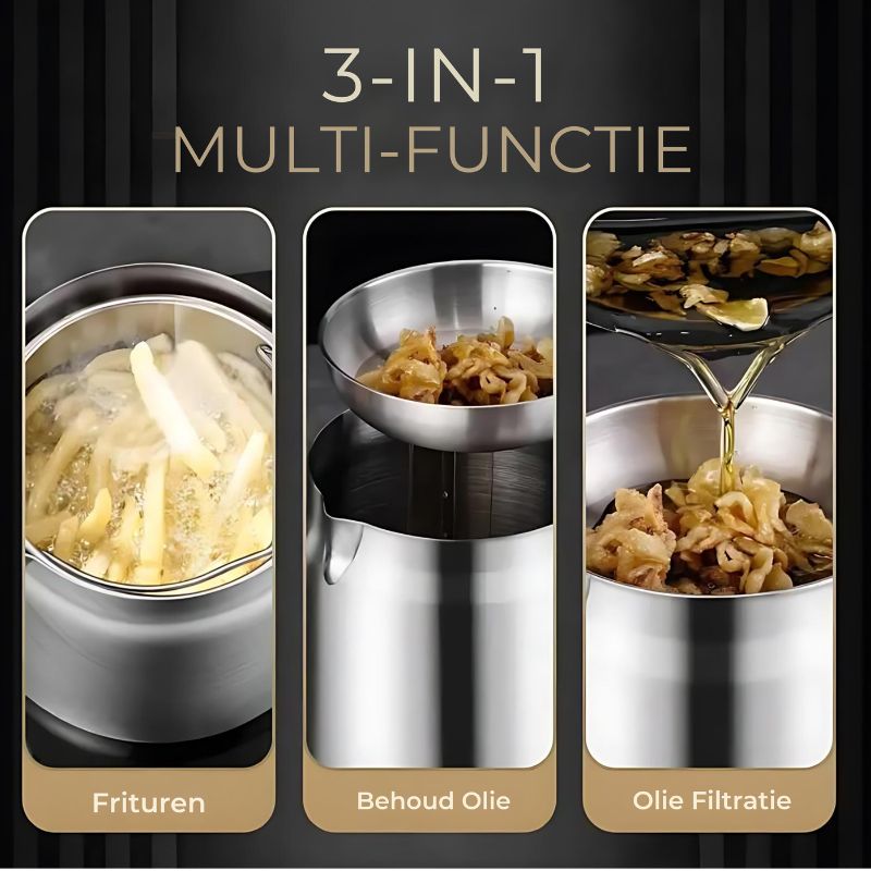 My Fry | Multifunctionele Olie Zeef Kookpan met Deksel