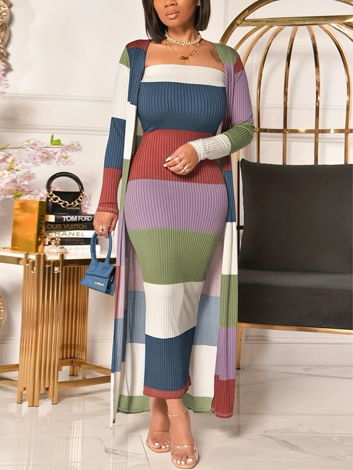 Delilah - 2delige Stripes & Ribbon Dress