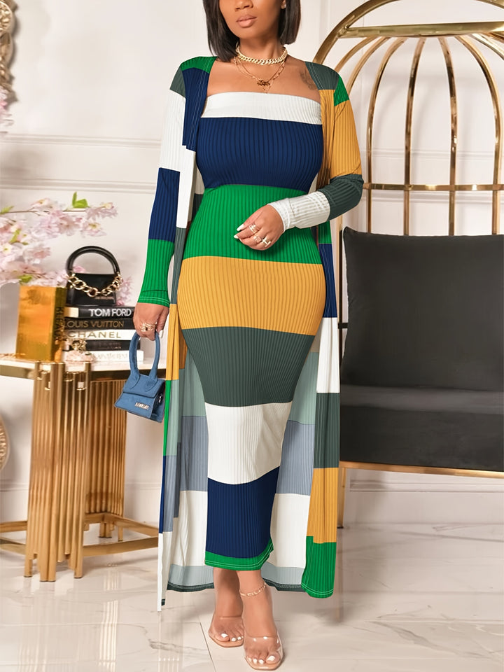 Delilah - 2delige Stripes & Ribbon Dress