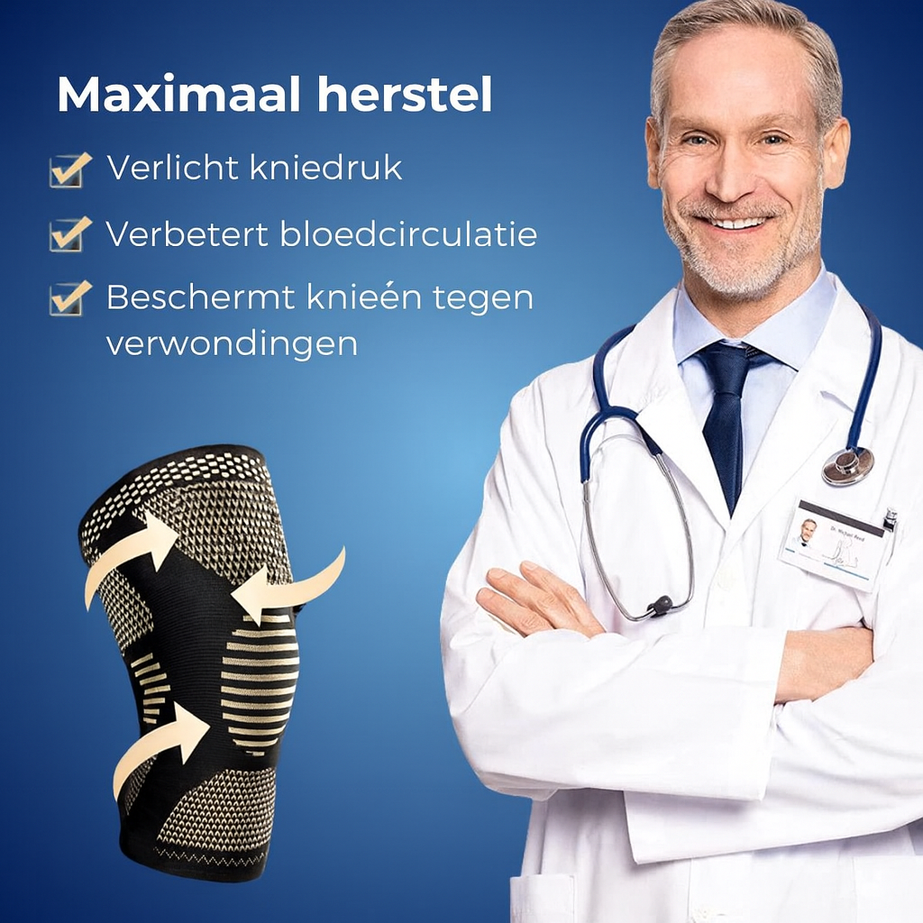Kniecompressiemouw | Ondersteunend comfort | Dagelijks gebruik & sport | Flexibele pasvorm