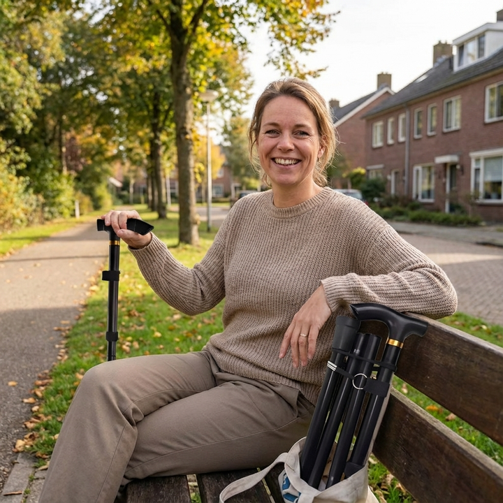 Opvouwbare Wandelstok met Verstelbare Hoogte | Biedt stabiele ondersteuning | Voor dagelijks en onderweg gebruik | Licht en betrouwbaar