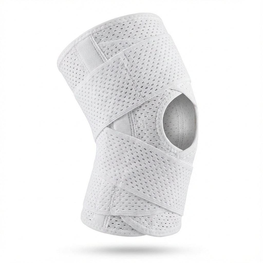 Kniebandage met Verstelbare Wikkeling | Dagelijks Comfort en Stabiliteit | Beweging en Ondersteuning