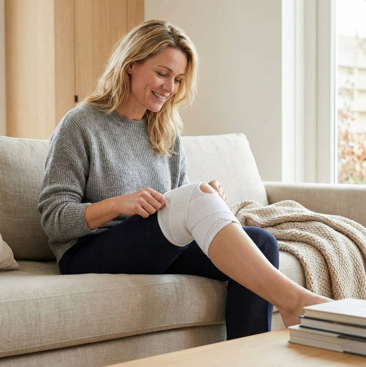 Kniebandage met Verstelbare Wikkeling | Dagelijks Comfort en Stabiliteit | Beweging en Ondersteuning