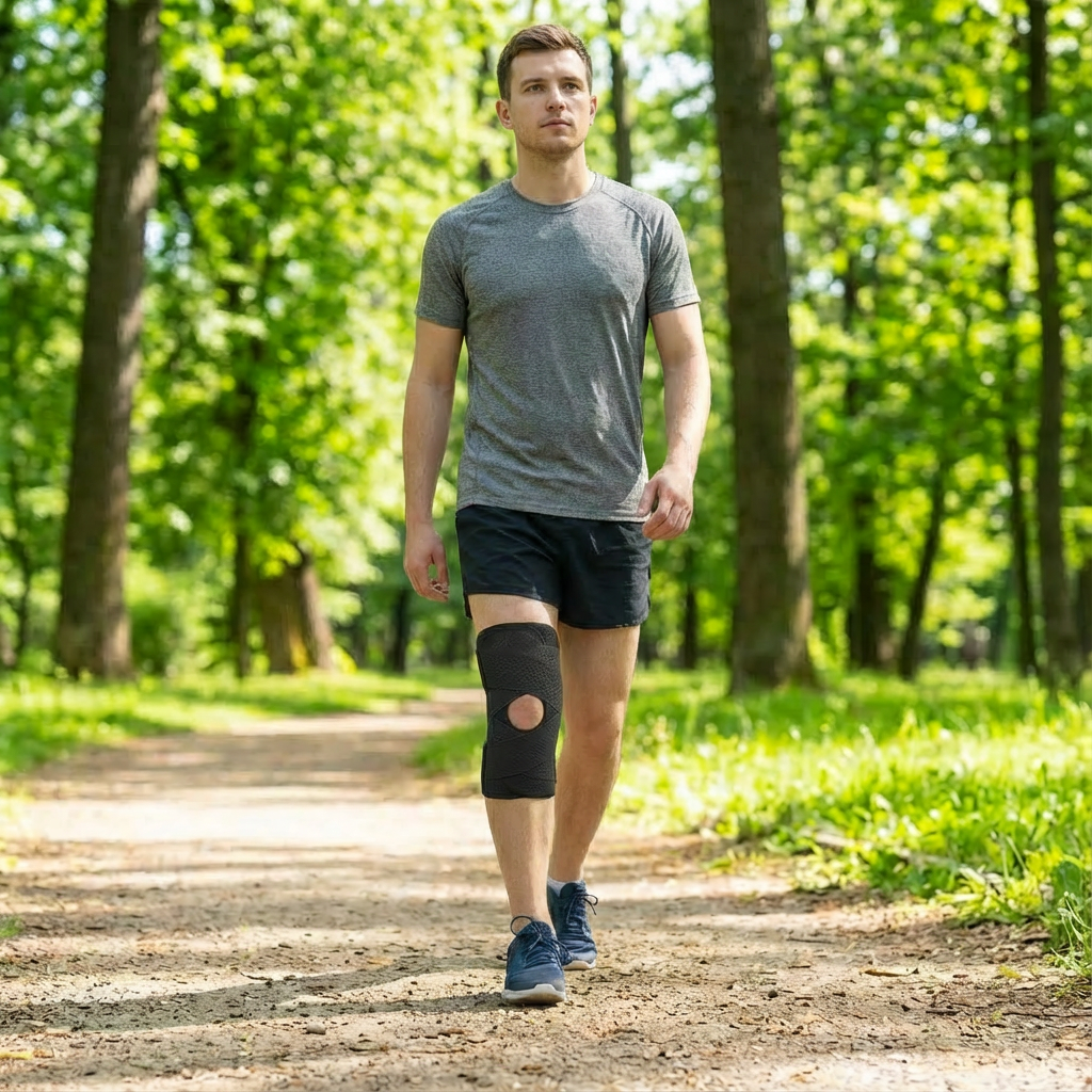 Kniebandage met Verstelbare Wikkeling | Dagelijks Comfort en Stabiliteit | Beweging en Ondersteuning