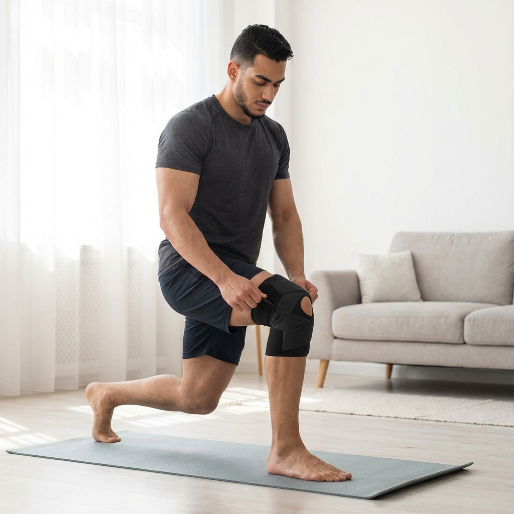 Kniebandage met Verstelbare Wikkeling | Dagelijks Comfort en Stabiliteit | Beweging en Ondersteuning