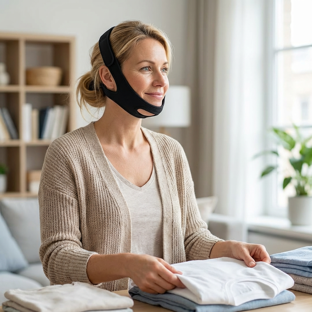 Slaapondersteunende Kinband met Zachte Pasvorm | Bevordert een rustige nachthouding | Voor stabiele slaap | Nachtelijk comfort