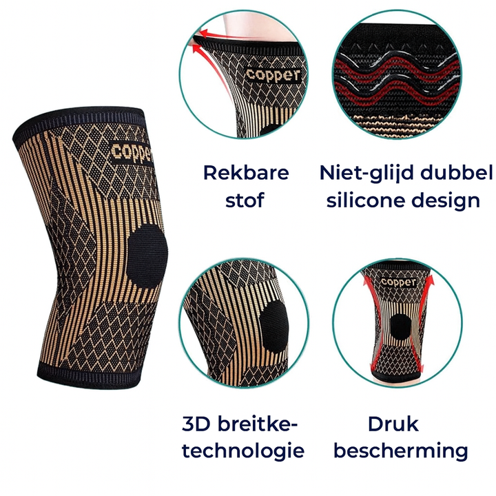 Kniecompressiemouw | Ondersteunend comfort | Dagelijks gebruik & sport | Flexibele pasvorm