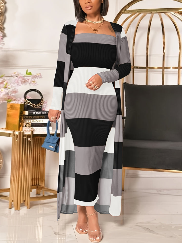 Delilah - 2delige Stripes & Ribbon Dress