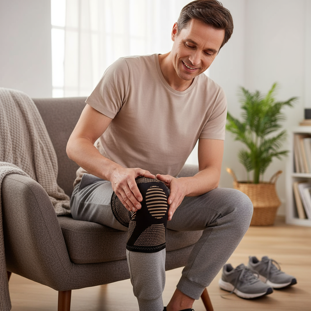 Kniecompressiemouw | Ondersteunend comfort | Dagelijks gebruik & sport | Flexibele pasvorm